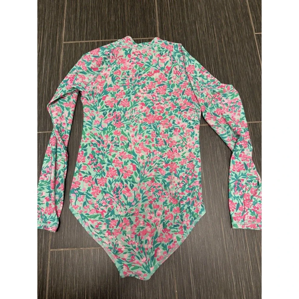 Crewcuts J. Crew Floral UPF 50+ Rash Guard Long Sleeve Swim Suit Girls 14 One Pc